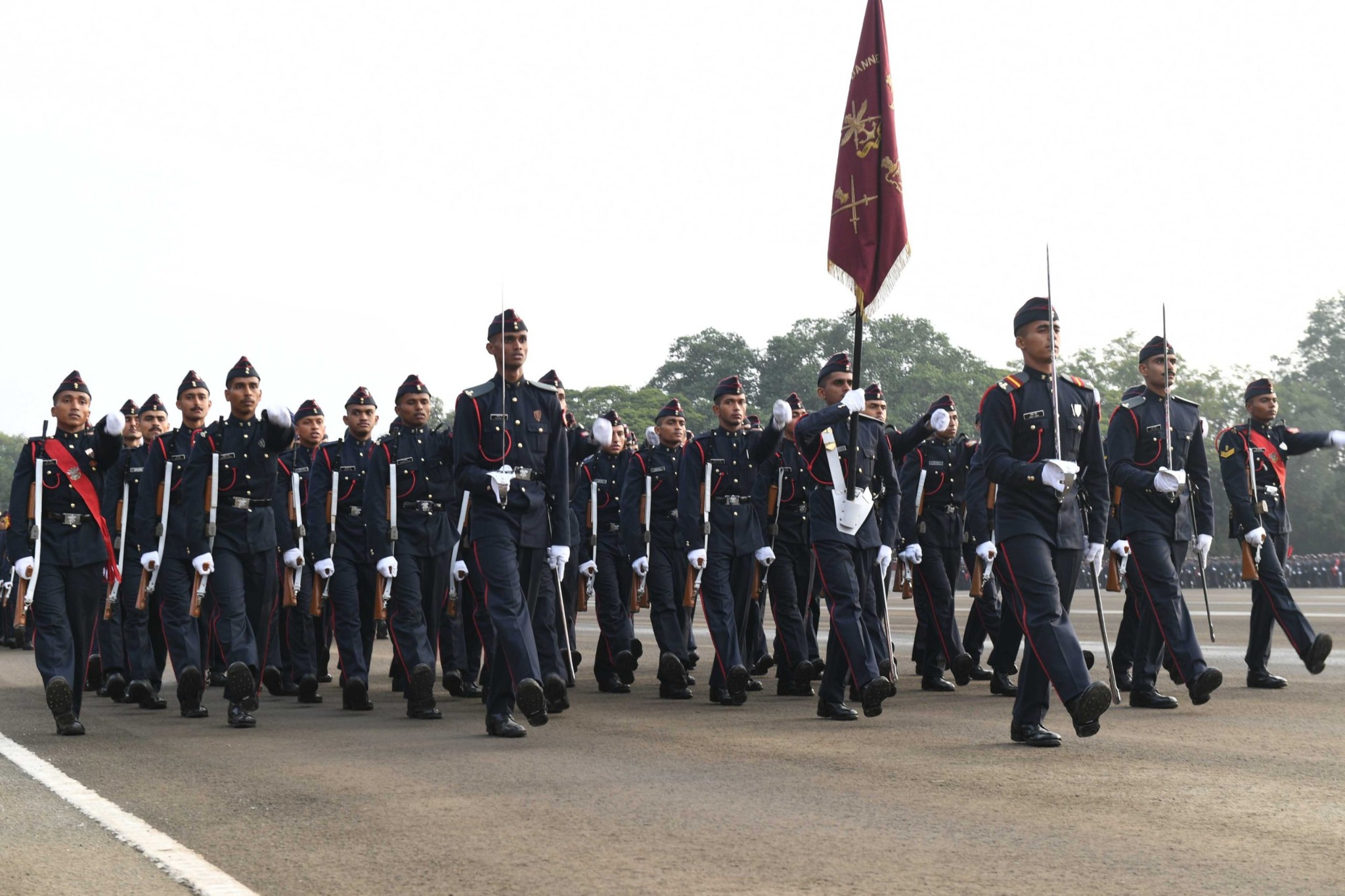 Cadets marching in passing out parade